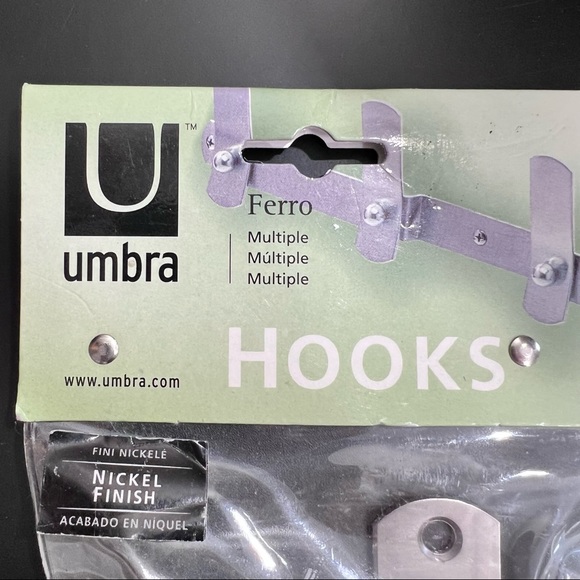 NWT Umbra Ferro Multiple 4 hook wall mount. Brass with Nickel Finish - Picture 2 of 8